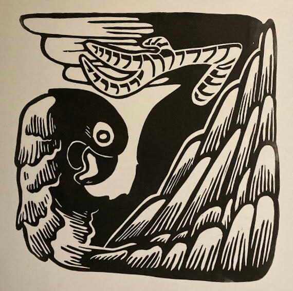 Bird, Linoleum Relief Print, 2022